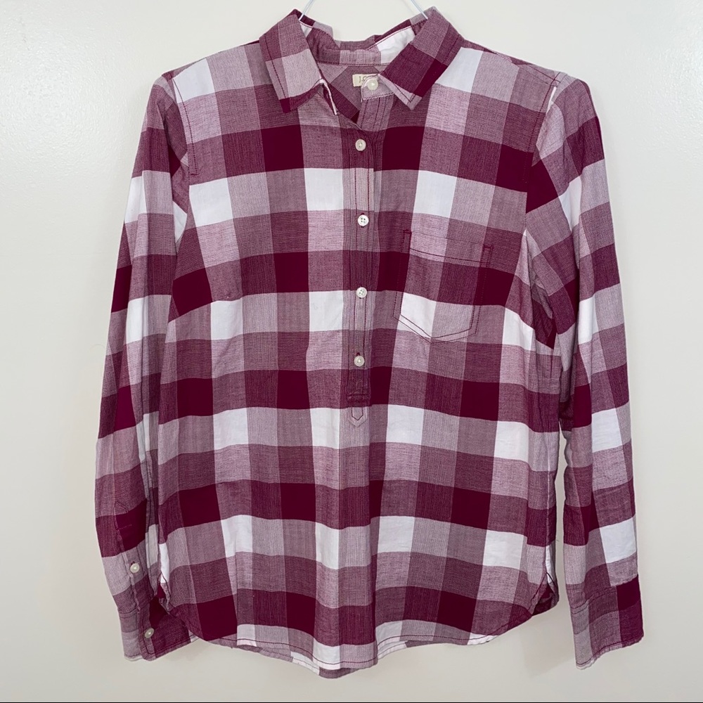 💕 J. Crew Pink Thermal 1/2 Button Down Shirt